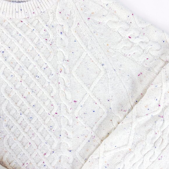 Chunky SOFT Cable Knit Sweater XL Rainbow Donegal Fall Winter COZY Cottage Cabin - Picture 4 of 12